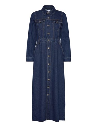 Vmmolly Ls Ank Denim Dress Blue Vero Moda