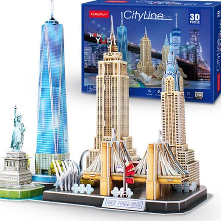 Stereoskopiskt pussel stadsbild pusselbyggnadsmodell (New York)