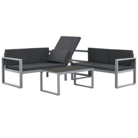 Vidaxl Loungeset För Trädgården Med Dynor 3 Delar Aluminium Grå Svart