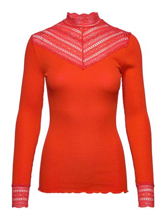 Silk T-Shirt W/ Lace Orange Rosemunde
