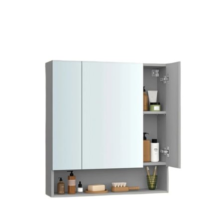 Rootz -kylpyhuonekaappi, jossa on 3 ovea - peilikaappi - kylpyhuoneen säilytys - tilaa säästävä muotoilu - 16,5 cm x 70cm x 75 cm