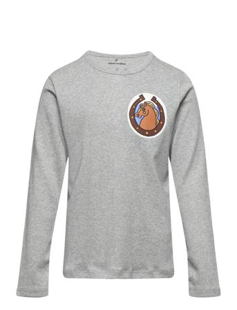 Horses Patch Ls Tee Langærmet T-shirt Grå Mini Rodini