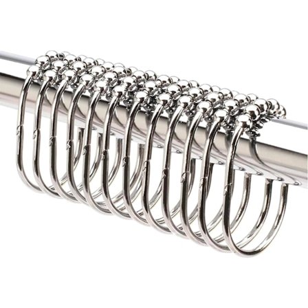 Set med gardinringar | Bred duschdraperiringar | Högkvalitativa gardinringar anpassningsbara till din gardinstång | Premium gardinkrok.