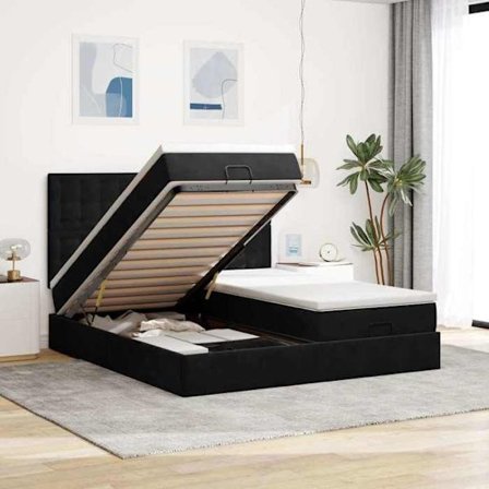 Maison Exclusive - Ottoman sengestel med sort madras 180x200cm fløjl