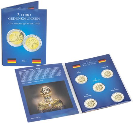 Møntkort til tysk 2-euro erindringsmønt (1275th fødselsdag Charlemagne) 202