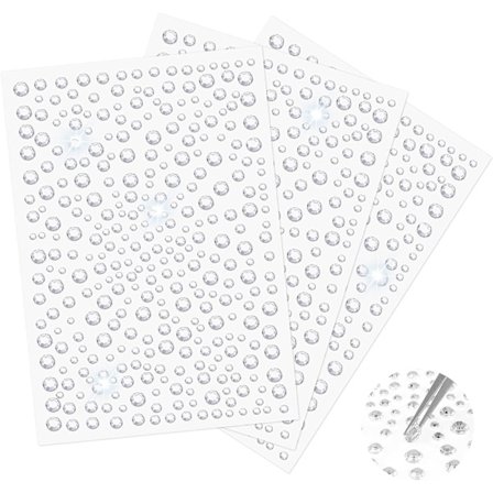 Rhinestone-tarrat - Itsekiinnittyvät jalokivitarrat pinseteillä, akryyliset kristallitarrat jalokiville - (3 arkkia, APPR 3-6 mm)