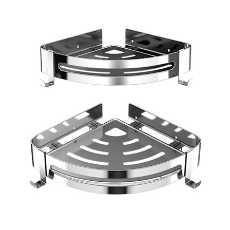 Ingen boring brusehylde hjørnehylde rustfrit stål trekant brusekurv badeværelse arrangør hylde til badeværelse køkken badeværelsestilbehør