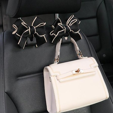 Bilbarnstol ryggstöd krok kreativ söt tecknad osynlig multifunktionell bil rosett krok 12*11.5cm Svart