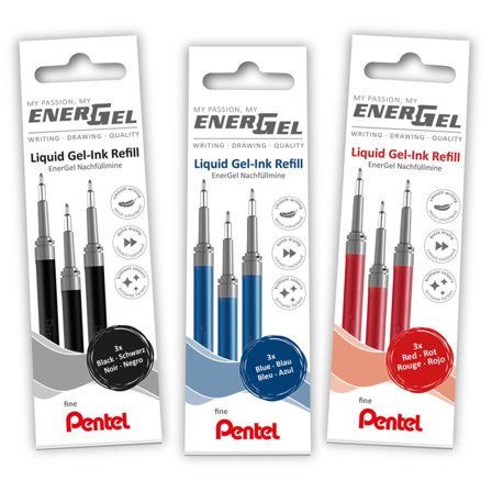Pentel Refill Energel 0.5 Lot de 3 Noir