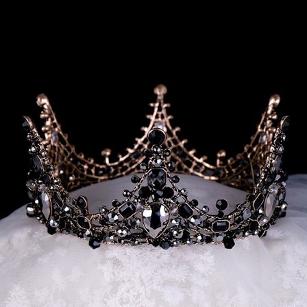 Barokki musta kruunu gootti tiara ja kruunut kristalli morsian kuningatar pääkoriste