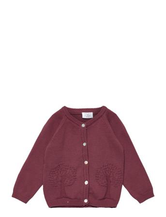 Cleo - Cardigan Stickad Tröja Cardigan Burgundy Hust & Claire