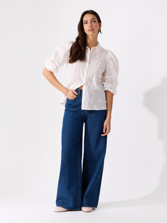 MATCH - Johanne blondeskjorte - Marie Philippe - Str. 40 - Dame - Skjorter & Bluser - Hvit - 100% bomull