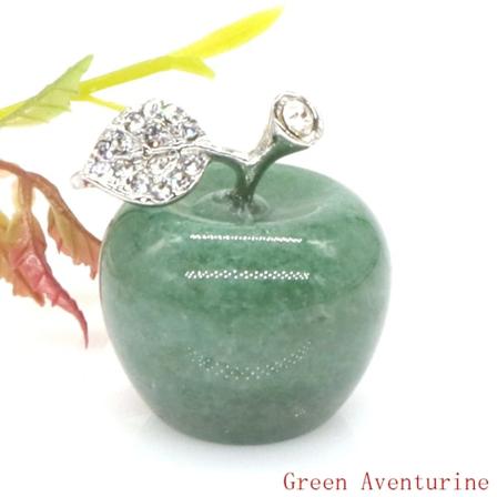 30Mm Apple Figur Naturlige Ametyst Krystal Cared Reiki Healing Perler Kvarts Rum Møbler Prydnad Hjem Indretning Jul Gi Gi Tog Green Aventurine 1pc