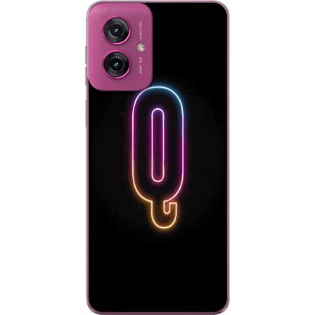 Kompatibel Mobilcover til Motorola Motorola Moto G55 Minimalistisk neonbogstav Q i lyse farver mod mørk baggrund
