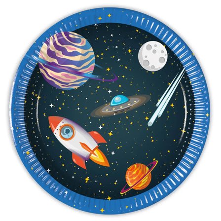 Avaruuspaperilautaset 20 cm 8-pack