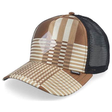 Djinns - Brun trucker Keps - Hft Cap Shiny Check Coffee/Creme A-Frame Trucker @ Hatstore