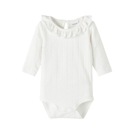 Name it Baby Body White med flæse, størrelse 74