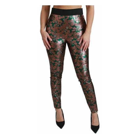 Dolce & Gabbana Bronze Leaf Tights Skinny Byxor grön, Dam, Dam, Storlek: XS