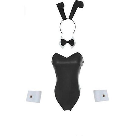 Bunny Kostyme Kvinner Bunny Girl Senpai Cosplay Hel Bodysuit, svart