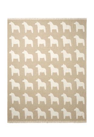 Åhléns Home Jacquardvävd pläd DALAHÄST 130x170 cm Filtar & plädar Beige ONESIZE