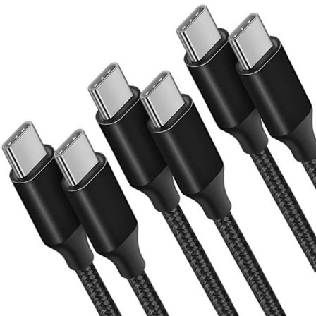 3x USB-C til USB-C kabel til iPhone 16 Pro Max - 16 Pro - 16e - iPhone 15 - 15 Plus - 15 Pro - Sort nylon vævet 1M