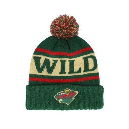 American Needle - NHL Grønn pom Lue - Minnesota Wild Pillow Line Knit Green/Cream/Red Pom @ Hatstore