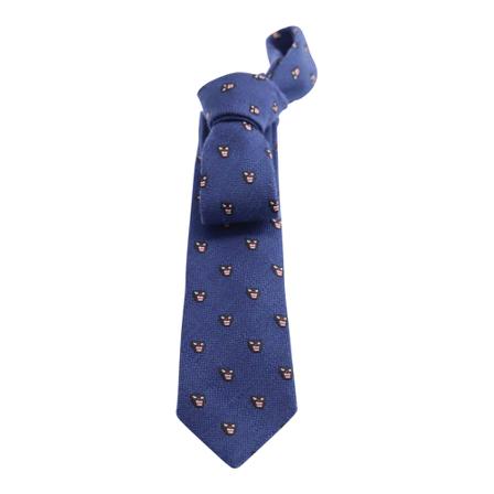 Gucci Vintage, Pre-owned Gucci Panther Embroidered Tie in Blue Cotton Blauw, Heren, Maat:ONE Size,Katoen,print