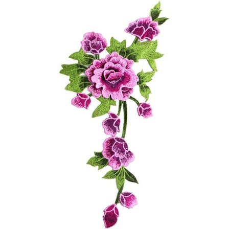 Broderi (Rød Lilla, Venstre) Rose Blomster Patch Stryge-på Patches Applikationer