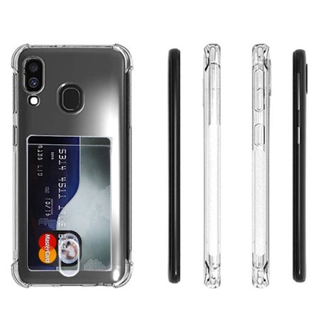 Samsung Galaxy A40 - Stöttåligt Silikonskal med Korthållare