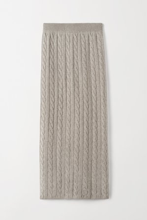 Soft Goat - Cable Knit Skirt - Cashmere skirt - L - Greige