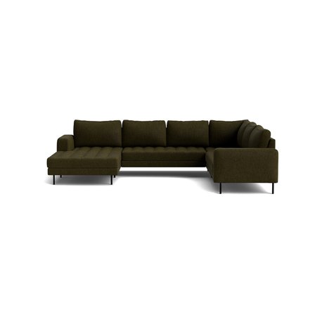 Rouge U-Form Sofa, links, Ronda Oliven, minimalistisches Design, hoher Komfort, Stoffbezug, stabiles Metallgestell, 89cm Höhe für Wohnzimmer