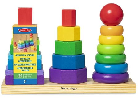 Melissa and Doug Wooden Stacker Geometric Sæt, Børn & Forældre, Motorik & Bevægelse, Klodser Og Stabletårne