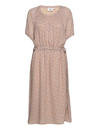 Dress Short Sleeve Knälång Klänning Beige Noa Noa