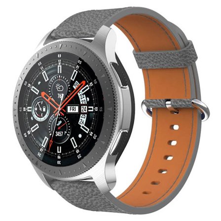 Samsung Gear S3 Classic / S3 Frontier / Galaxy Watch 46mm klockarmband i äkta läder - Grå