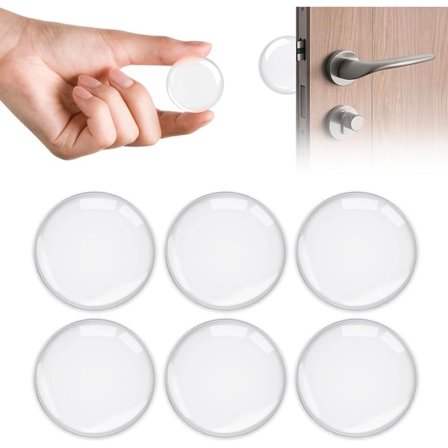6 stk. - Dørstoppere - 40*40*8 mm - Vægstopper til dørhåndtag - Selvklæbende vægbeskytter - Silikone dørstoppere