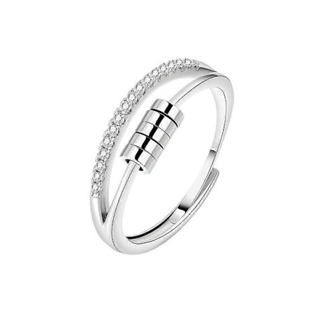 S925 Sterling Silver Fem Ring Zirkonia Roterbar Ring
