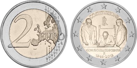 Italien 2018 - 70 års forfatning for Den Italienske Republik - 2 euro mønt
