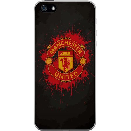 Kompatibelt Mobildeksel til Apple Apple iPhone 5 Manchester United logo i rød og gul farge med røff sportslig bakgrunn