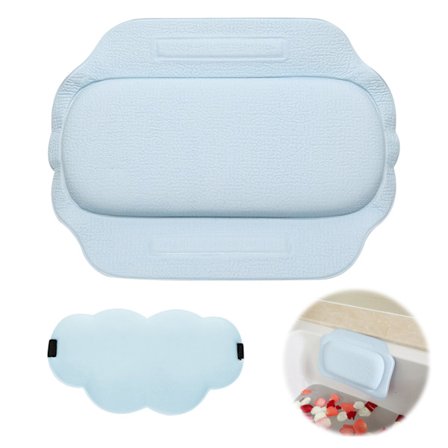 Badkarskudde för Huvud Vattentät, Ergonomisk Liten Badkudde med Sugproppar, Universell Badhuvudstödskudde med Sovmask för Badkar, Pool, SPA