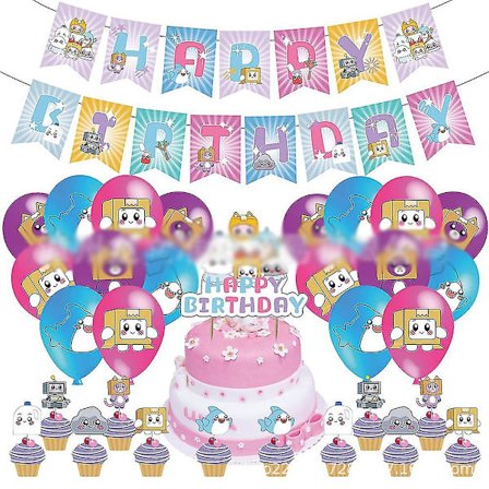 Lankybox tema bursdagsfest dekorasjon banner ballongkakepynt sett