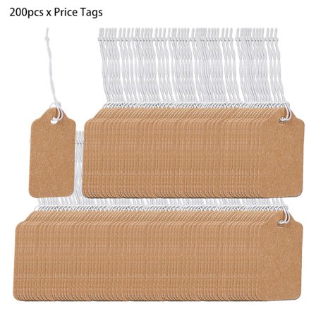 200 stk. kort med snor for oppheng til smykkemerking, prislapper, anhengsetiketter