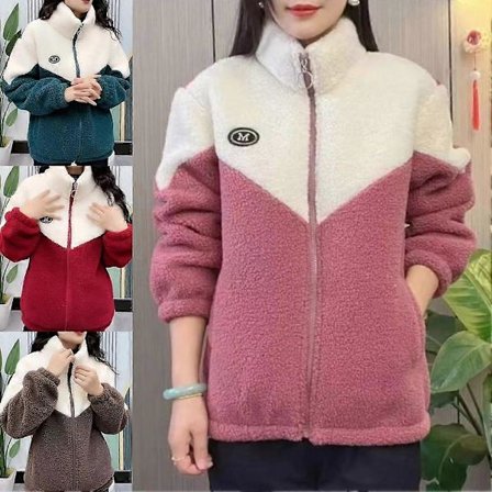 Lammeull-jakke for kvinner, moteriktig vinter, lange ermer, varm