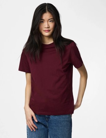Pieces Pcria Ss Solid Tee Jrs Noos Bc - Burgundy - XXL