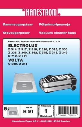 HANESTRÖM Dammsugarpåsar ELECTROLUX Z 314, Z 320, Z 325