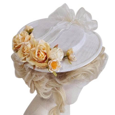 Elegant lys gule blomster flad top hat piger lolita hat til sommer teselskab