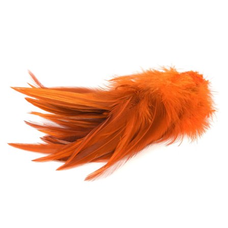 Natures Spirit Strung Saddle Hackles - Brown Dyed Orange