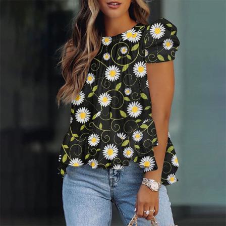 Kortärmad T-shirt För Kvinnor Med Rund Hals