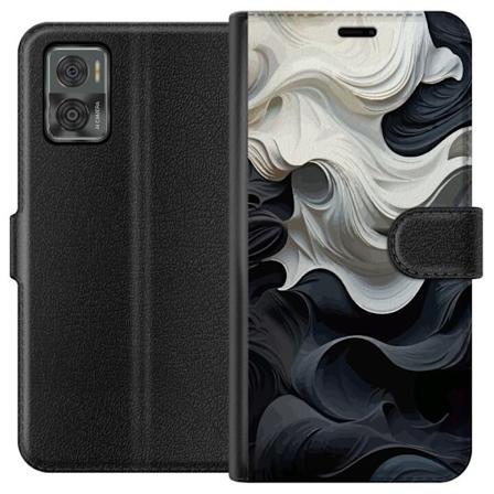 Motorola Moto E22i Tegnebogsetui Silke Sort/Hvid
