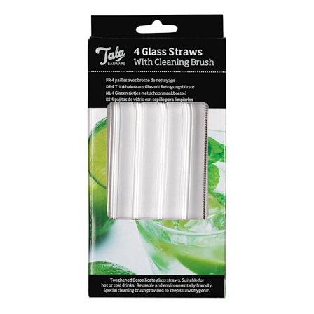 Sugrör i glas 4-pack m borste Tala