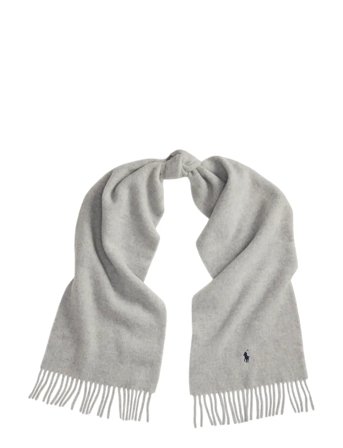 Polo Ralph Lauren Fringe-Trim Wool Scarf - Grey - ONE SIZE